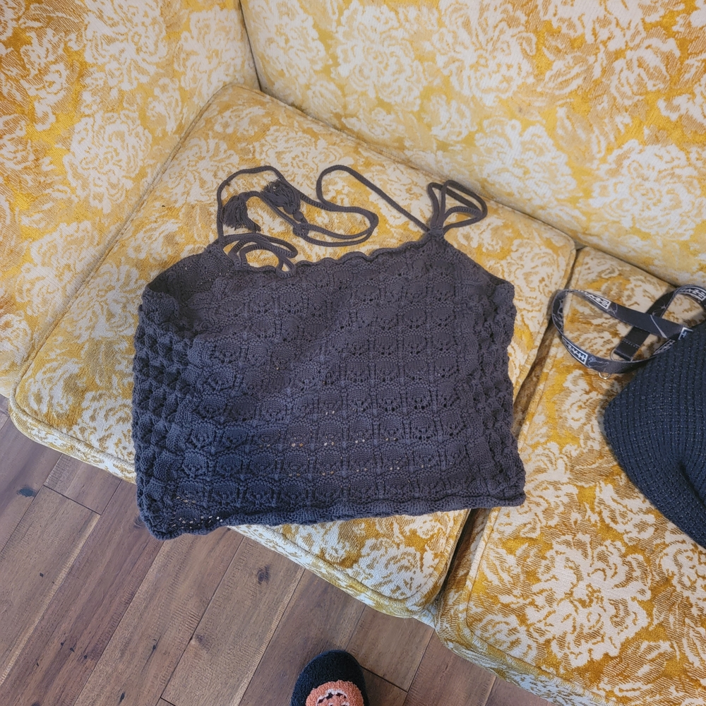 American Eagle Outfitters Black Crochet Tanktop